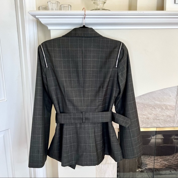 Walter Baker Checked Belted Jacket — Grey, M - Picture 8 of 14